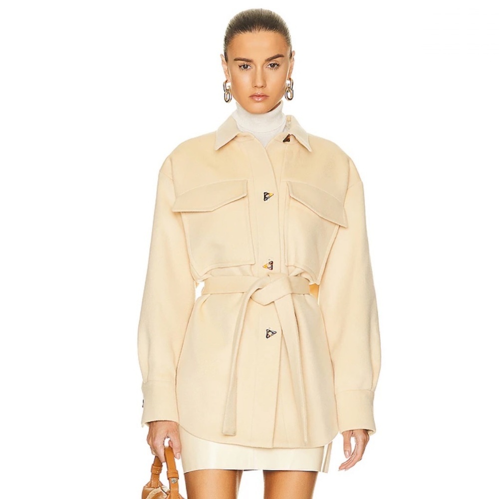AERON Richmond Wool Belted Shirt Jacket Coat Cream NWT Size 6 / EU38 $1,175
